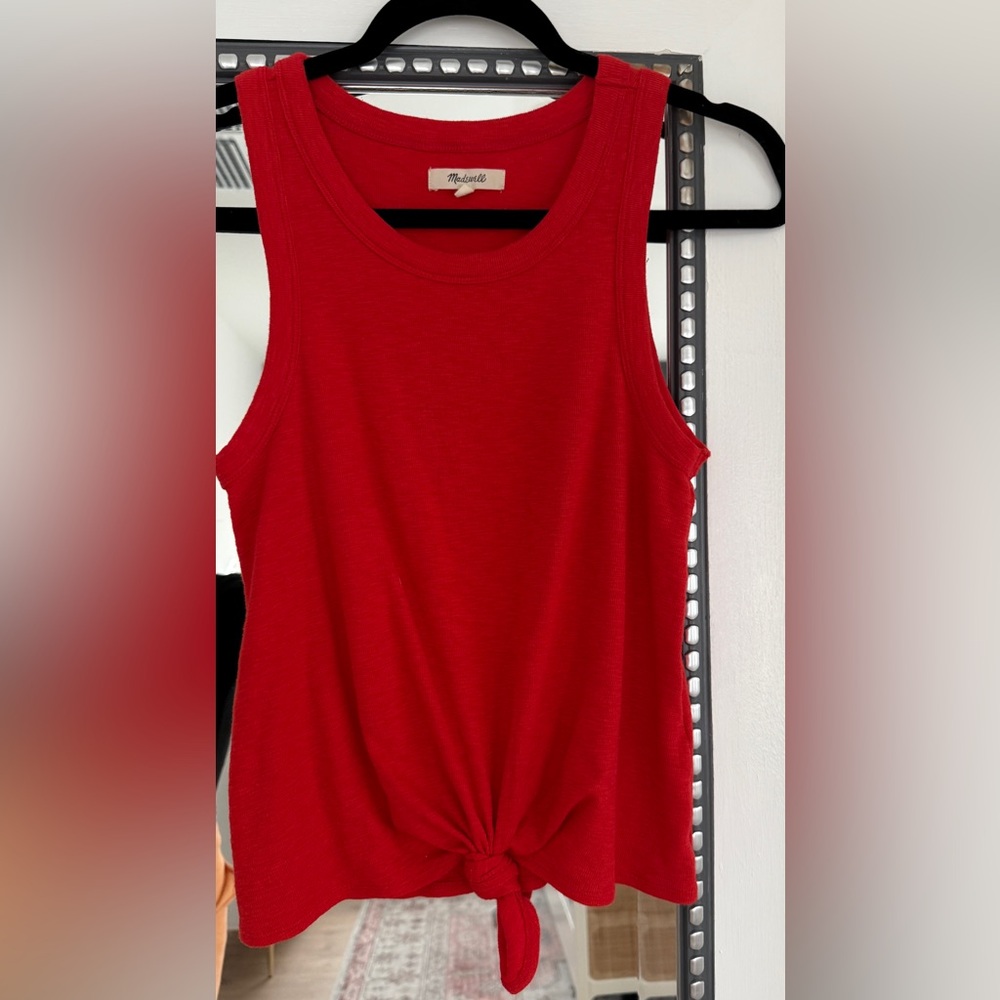 Madewell, Red Sleeveless Top With front knot, Size Small - Picture 4 of 4